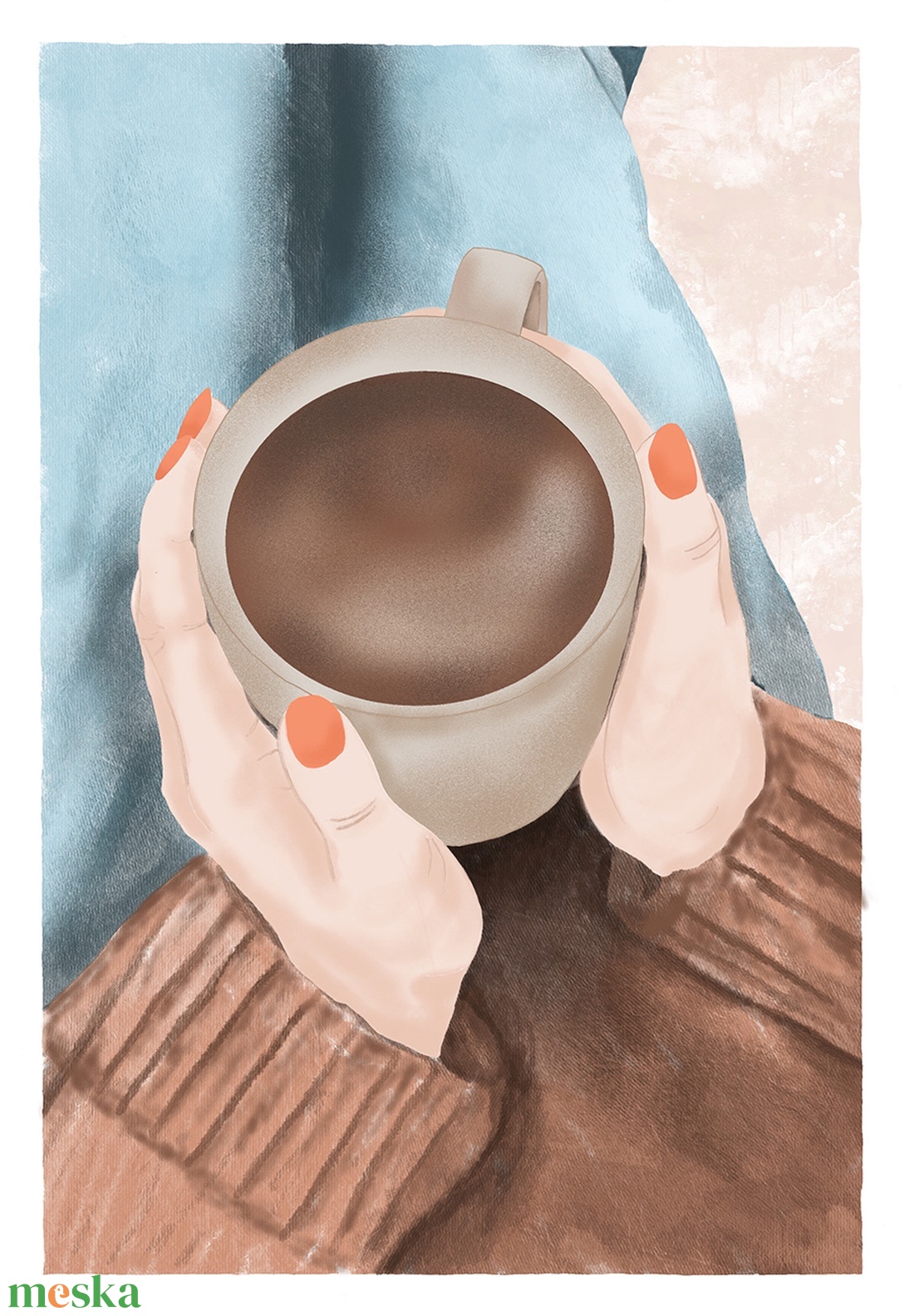 Kávé chill - digitális akvarell nyomat - művészet - grafika & illusztráció - digitális - Meska.hu