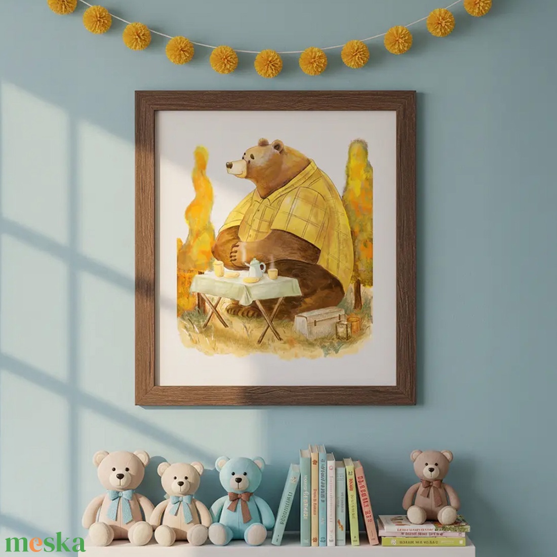 Medvepiknik az erdő mélyén � gyerekszobai illusztráció / Art Print - művészet - grafika & illusztráció - digitális - Meska.hu