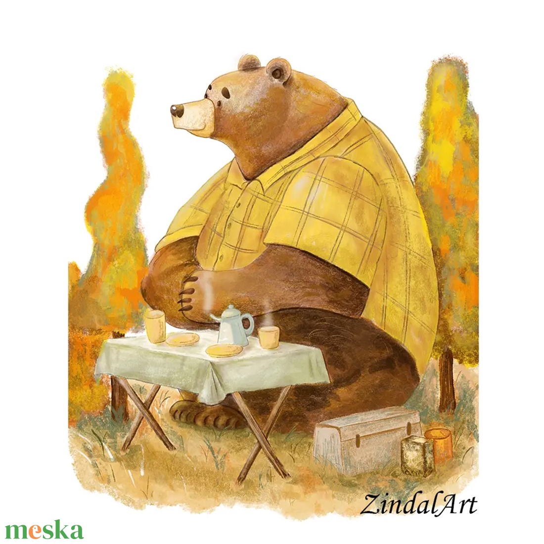 Medvepiknik az erdő mélyén � gyerekszobai illusztráció / Art Print - művészet - grafika & illusztráció - digitális - Meska.hu