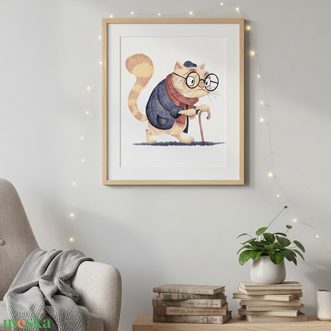 Idős cica-portré gyerekszobába vagy nappaliba / Art print - művészet - grafika & illusztráció - digitális - Meska.hu