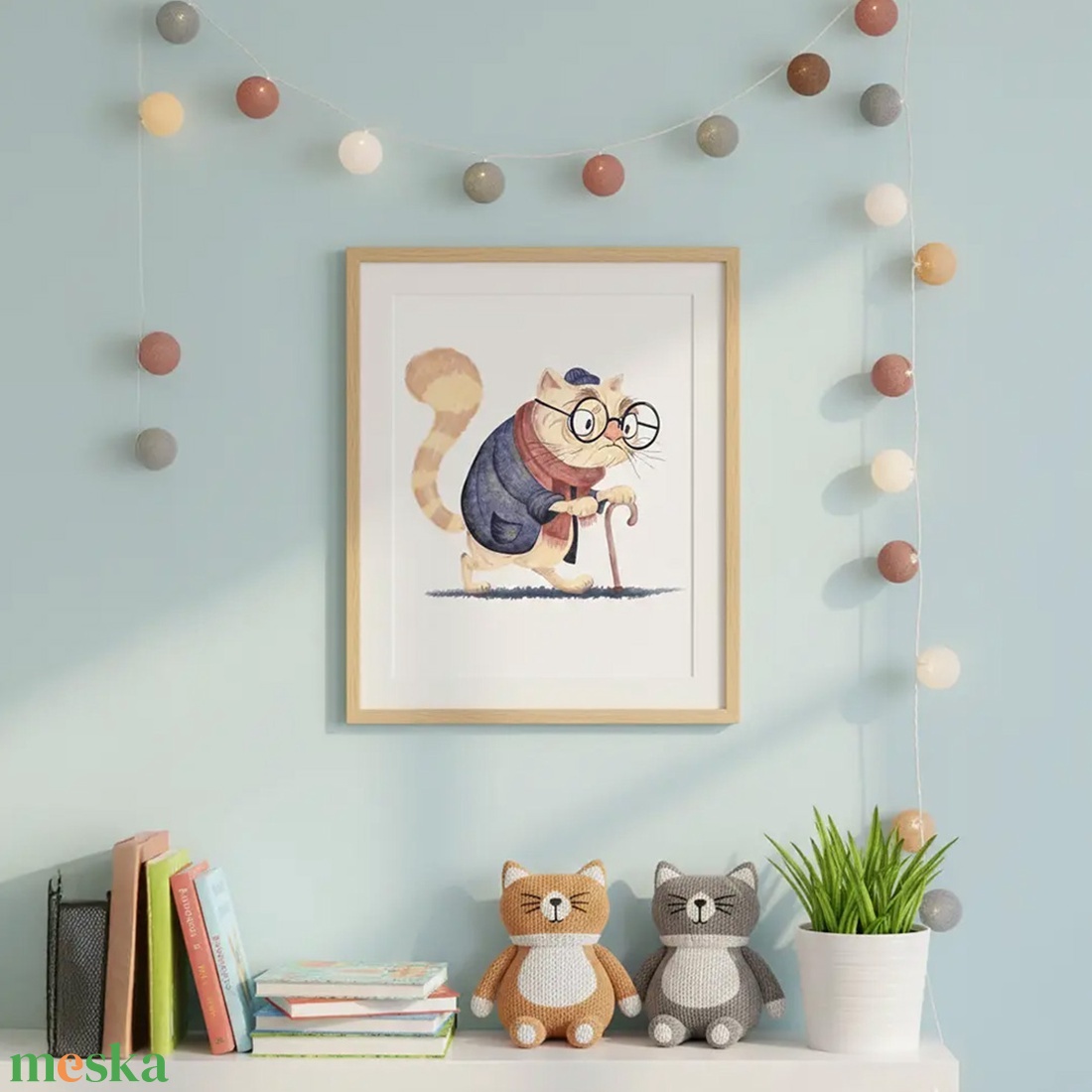 Idős cica-portré gyerekszobába vagy nappaliba / Art print - művészet - grafika & illusztráció - digitális - Meska.hu