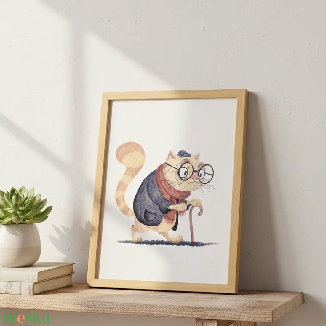 Idős cica-portré gyerekszobába vagy nappaliba / Art print - művészet - grafika & illusztráció - digitális - Meska.hu