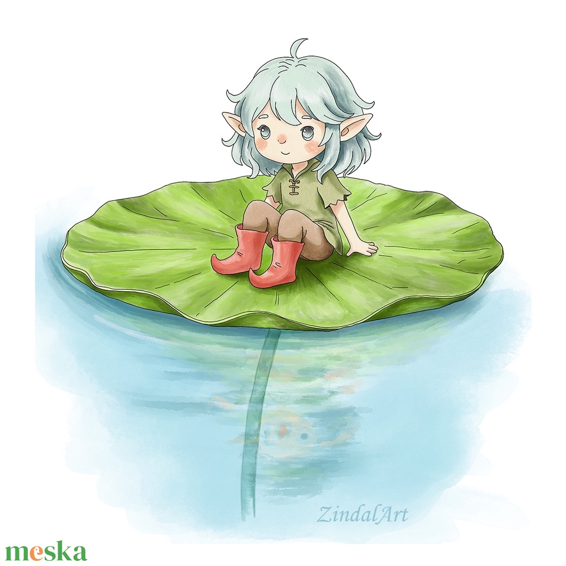 Vízimanó � Akvarell hatású gyerekszoba falikép - művészet - grafika & illusztráció - művészi nyomat - Meska.hu