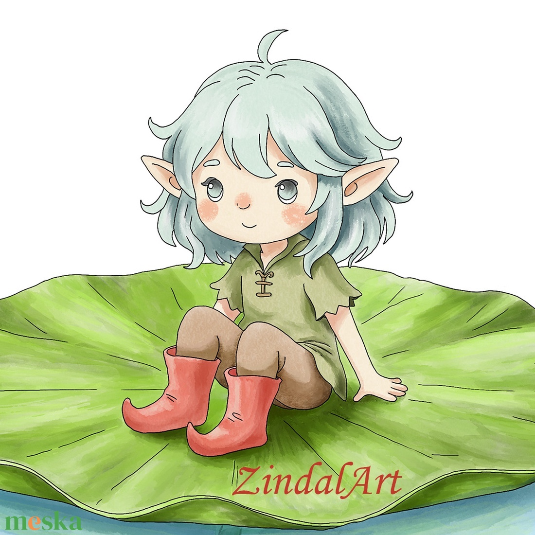 Vízimanó � Akvarell hatású gyerekszoba falikép - művészet - grafika & illusztráció - művészi nyomat - Meska.hu