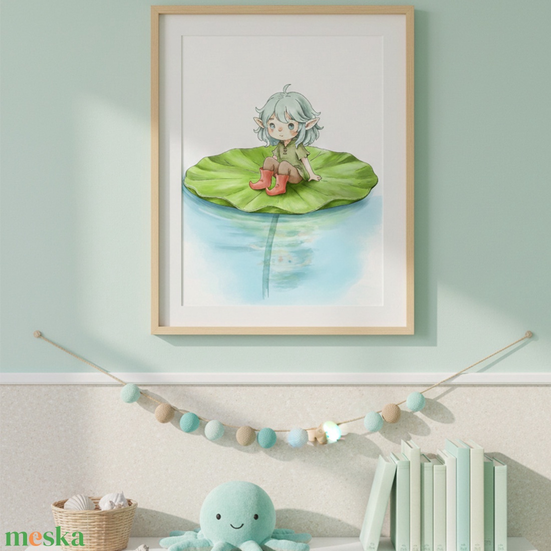 Vízimanó � Akvarell hatású gyerekszoba falikép - művészet - grafika & illusztráció - művészi nyomat - Meska.hu