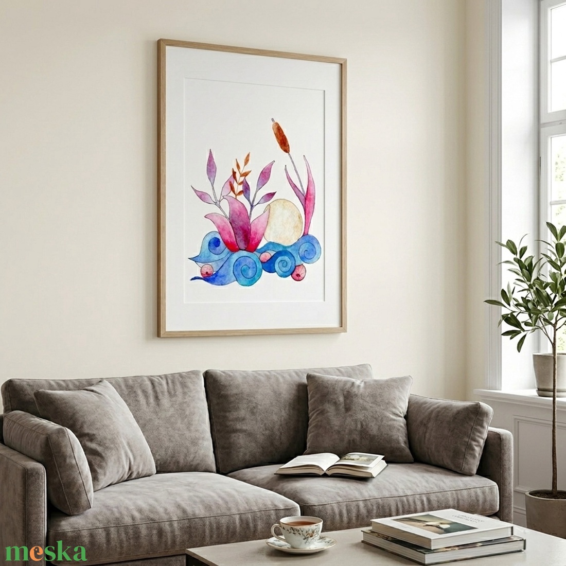 Vízparti akvarell falikép - művészet - grafika & illusztráció - művészi nyomat - Meska.hu