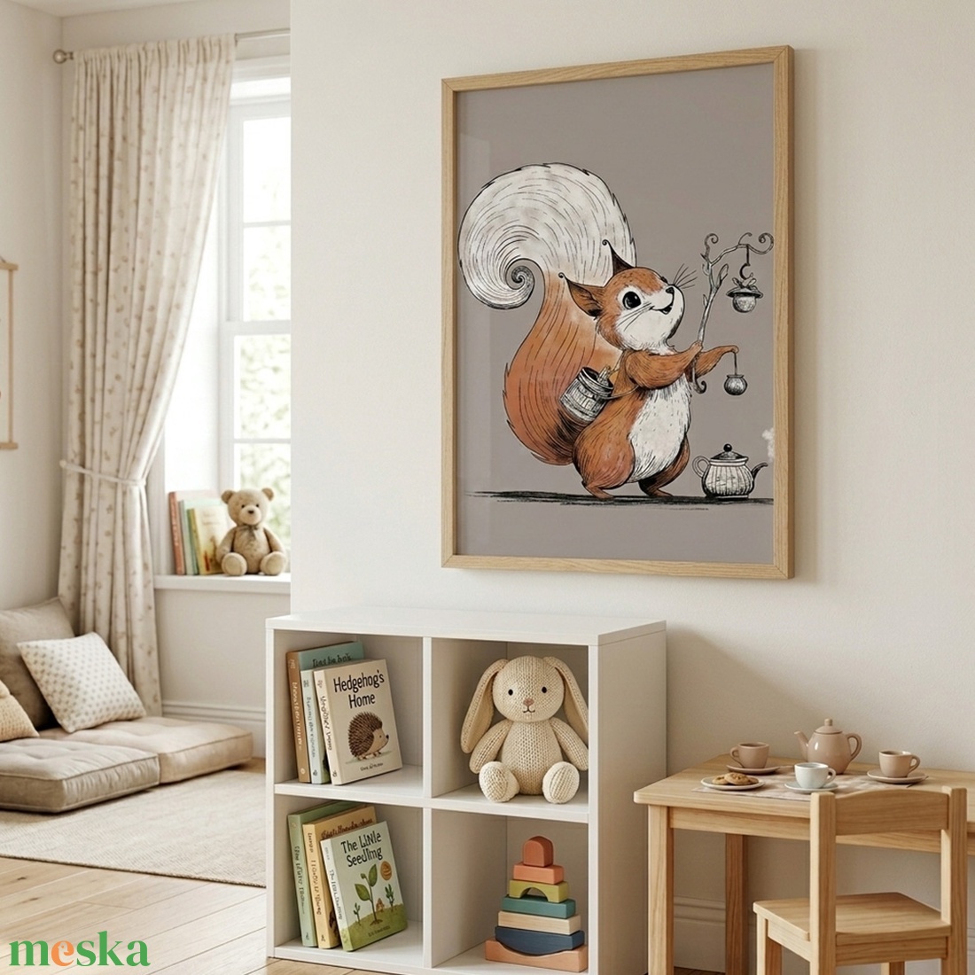 Teázó mókus �  gyerekszoba falikép - művészet - grafika & illusztráció - művészi nyomat - Meska.hu