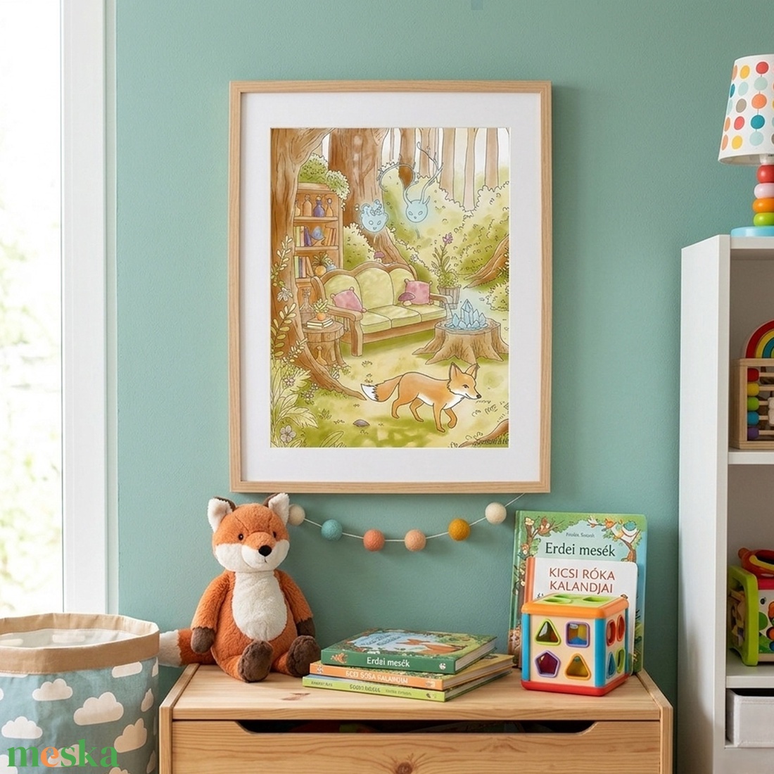 Erdei titkok � Akvarell hatású gyerekszoba falikép - művészet - grafika & illusztráció - művészi nyomat - Meska.hu