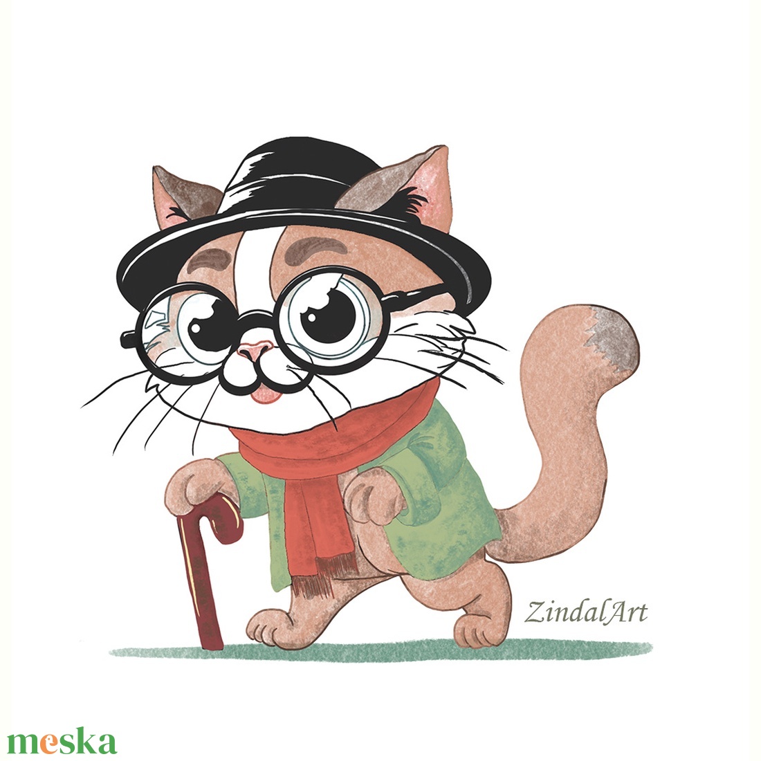 Cica-portré falikép gyerekszobába vagy nappaliba / Art print - művészet - grafika & illusztráció - digitális - Meska.hu