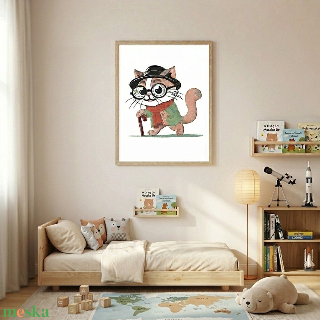 Cica-portré falikép gyerekszobába vagy nappaliba / Art print - művészet - grafika & illusztráció - digitális - Meska.hu