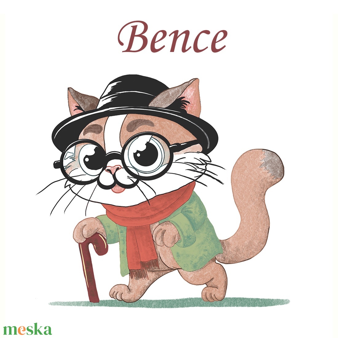 Cica-portré falikép gyerekszobába vagy nappaliba / Art print - művészet - grafika & illusztráció - digitális - Meska.hu