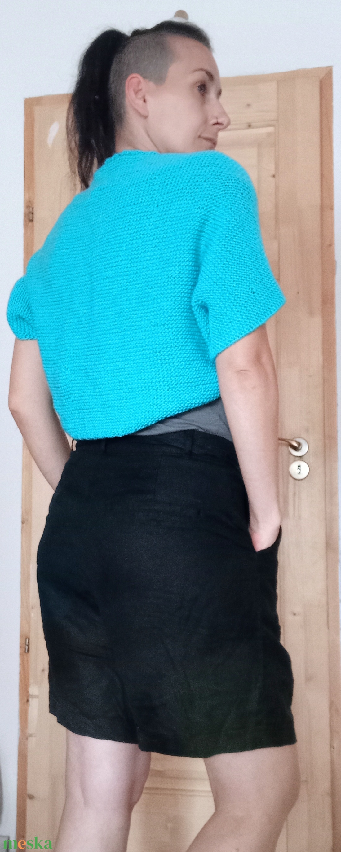 Türkiz veddfelke - ruha & divat - női ruha - bolero - Meska.hu