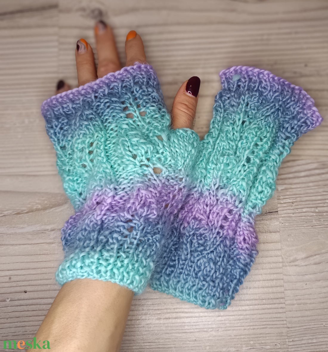 Színátmenetes kézmelegítő - ruha & divat - sál, sapka, kendő - kesztyű - Meska.hu