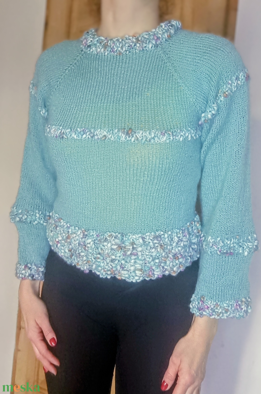 Tavasz kötött pulóver - ruha & divat - női ruha - pulóver - Meska.hu