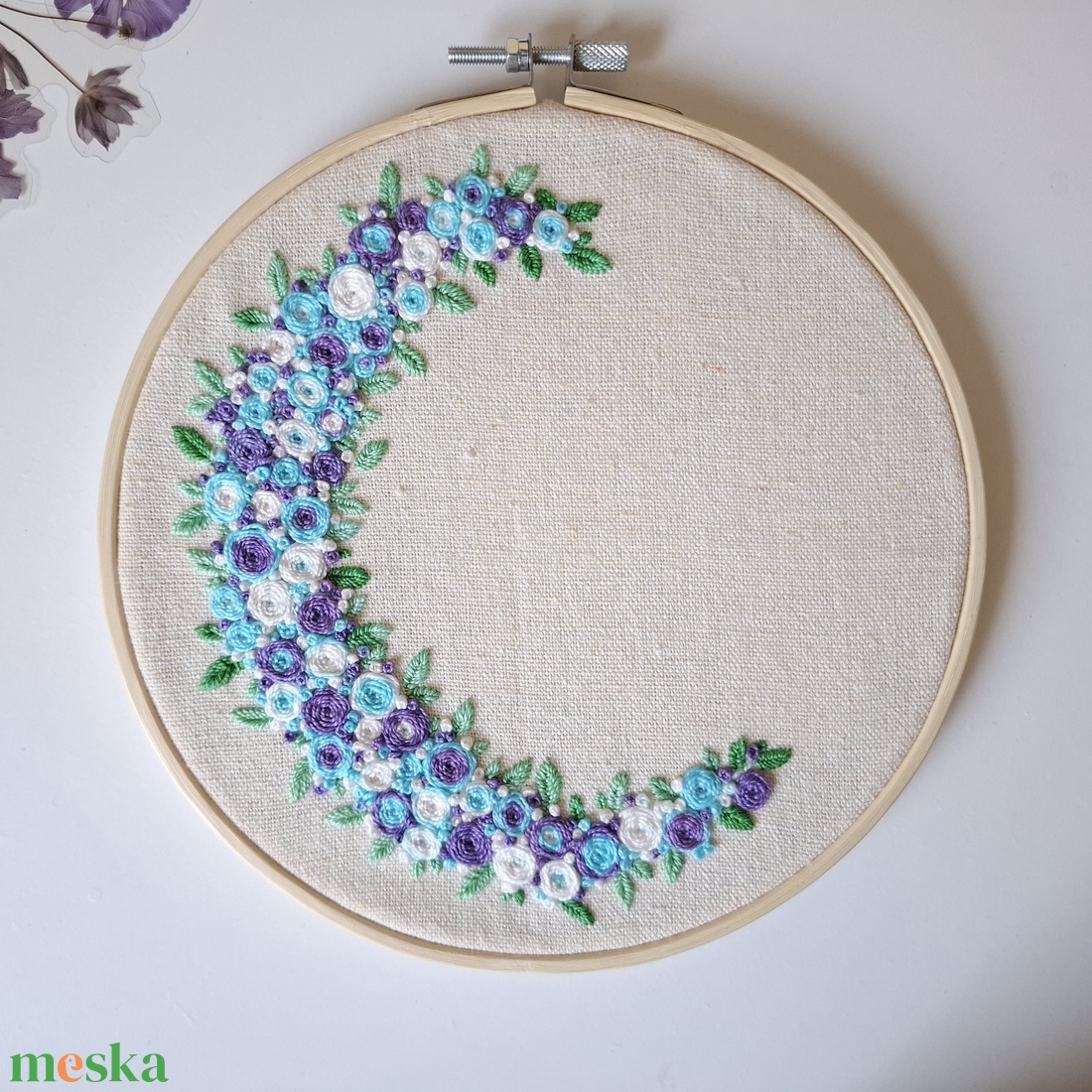 Hímzett kép - Holdfény virágai - művészet - textilkép - egyéb - Meska.hu