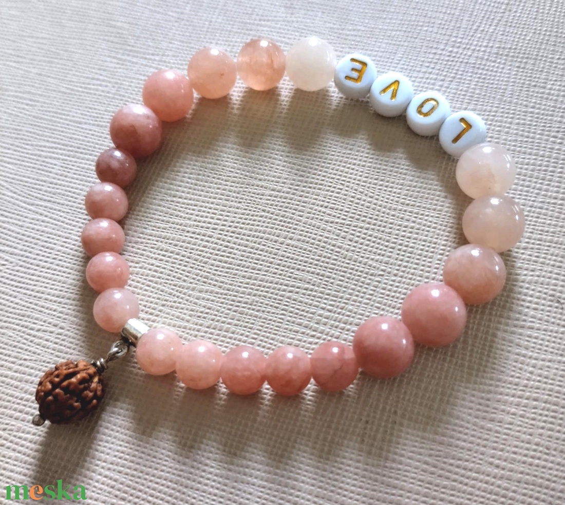 LOVE ásványkarkötő rudraksha-val - ékszer - karkötő - ásványkarkötő - Meska.hu