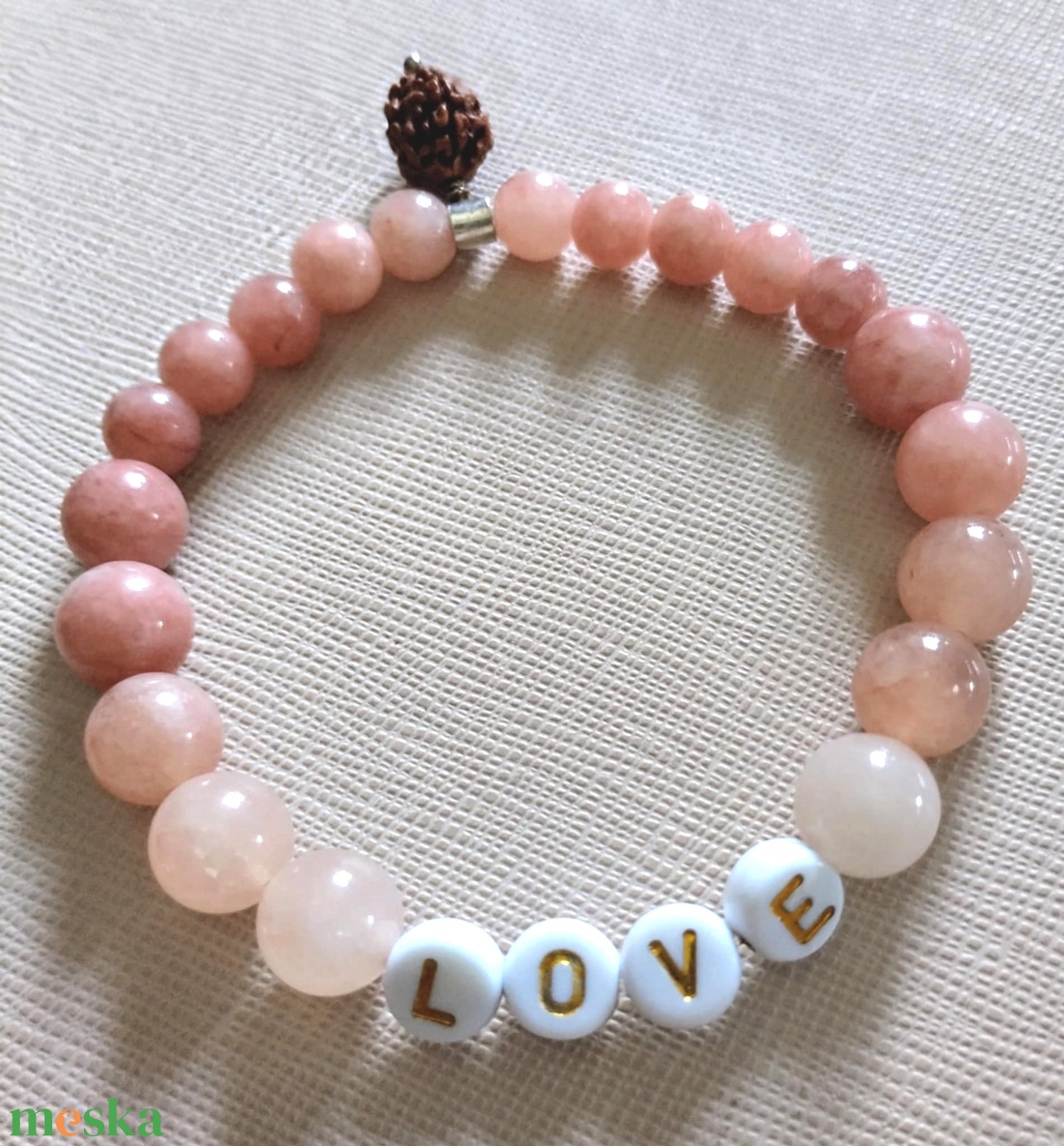 LOVE ásványkarkötő rudraksha-val - ékszer - karkötő - ásványkarkötő - Meska.hu