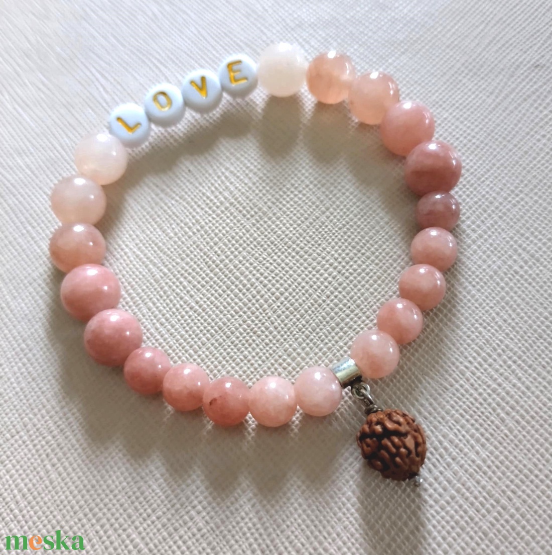 LOVE ásványkarkötő rudraksha-val - ékszer - karkötő - ásványkarkötő - Meska.hu
