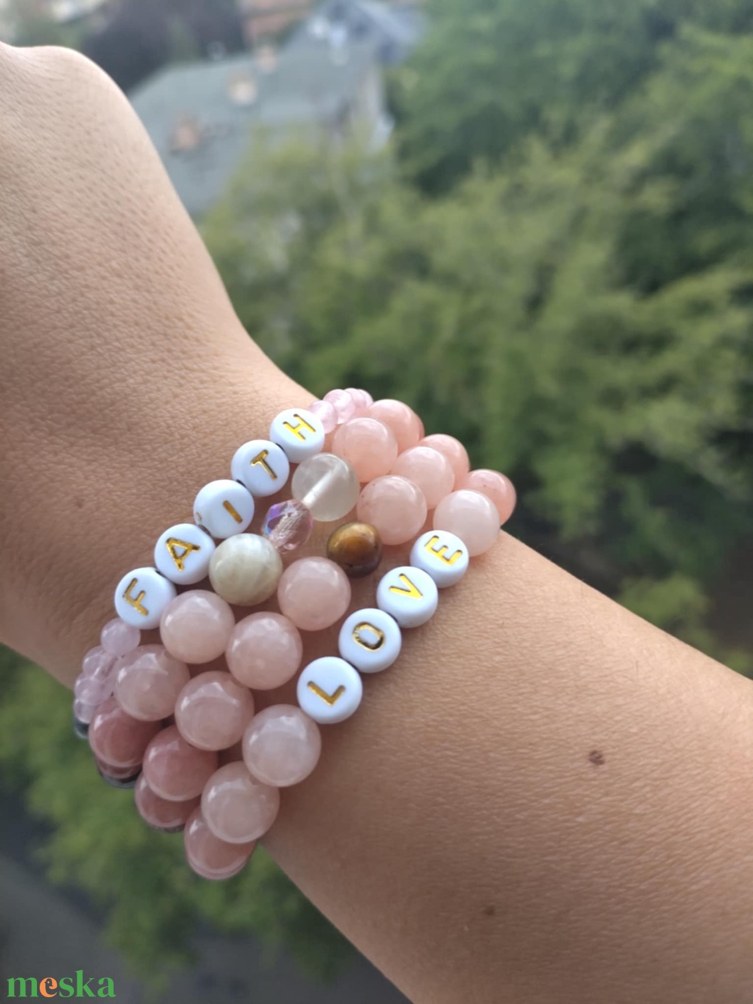 LOVE ásványkarkötő rudraksha-val - ékszer - karkötő - ásványkarkötő - Meska.hu