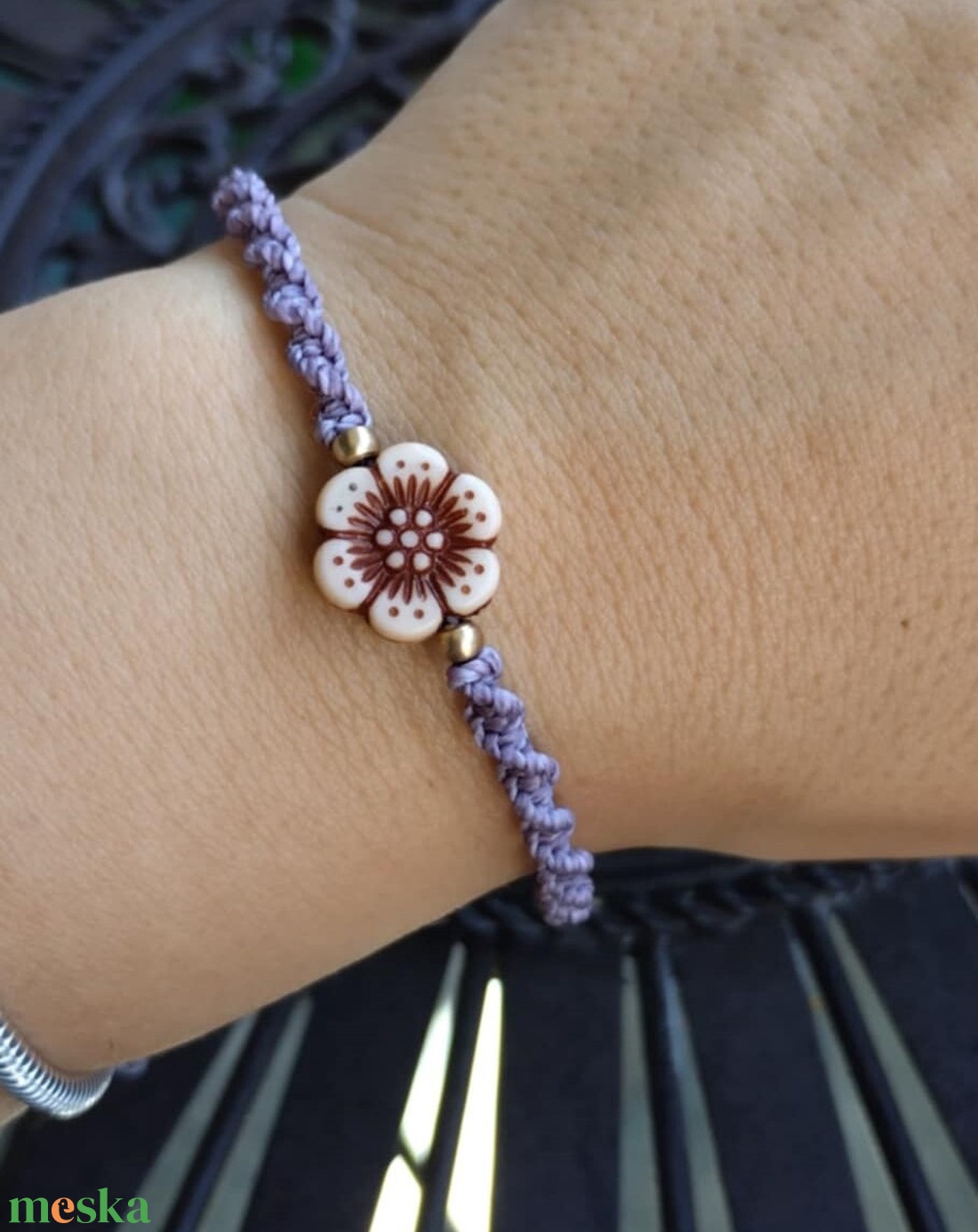 GYÖNGYÖM, GYÖNGYVIRÁGOM makramé karkötő  - ékszer - karkötő - fonott karkötő - Meska.hu