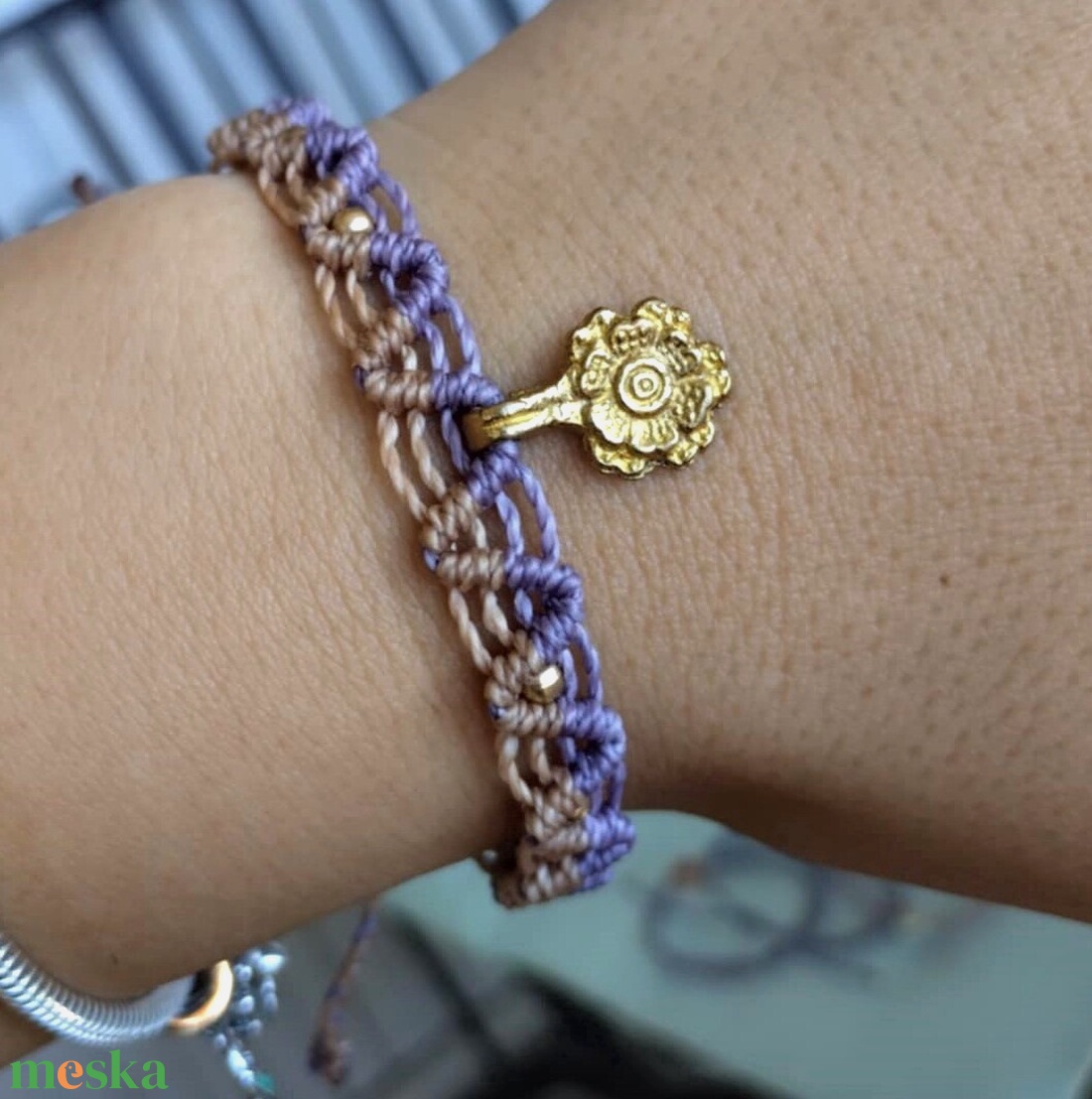 INDIA makramé karkötő  - ékszer - karkötő - fonott karkötő - Meska.hu