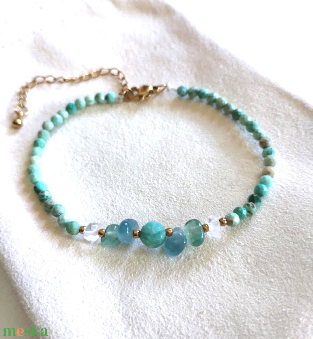 Peru türkiz ásványkarkötő  - ékszer - karkötő - ásványkarkötő - Meska.hu