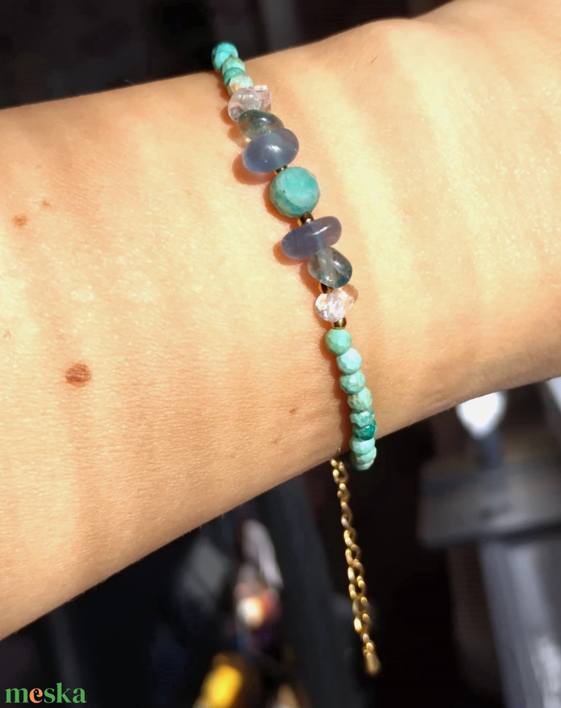 Peru türkiz ásványkarkötő  - ékszer - karkötő - ásványkarkötő - Meska.hu