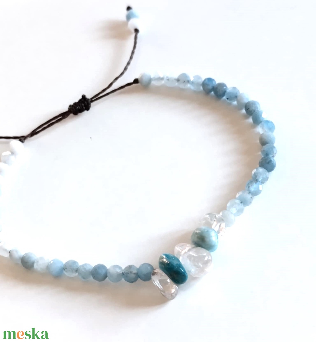Akvamarin, apatit, hegyikristály ásványkarkötő  - ékszer - karkötő - ásványkarkötő - Meska.hu