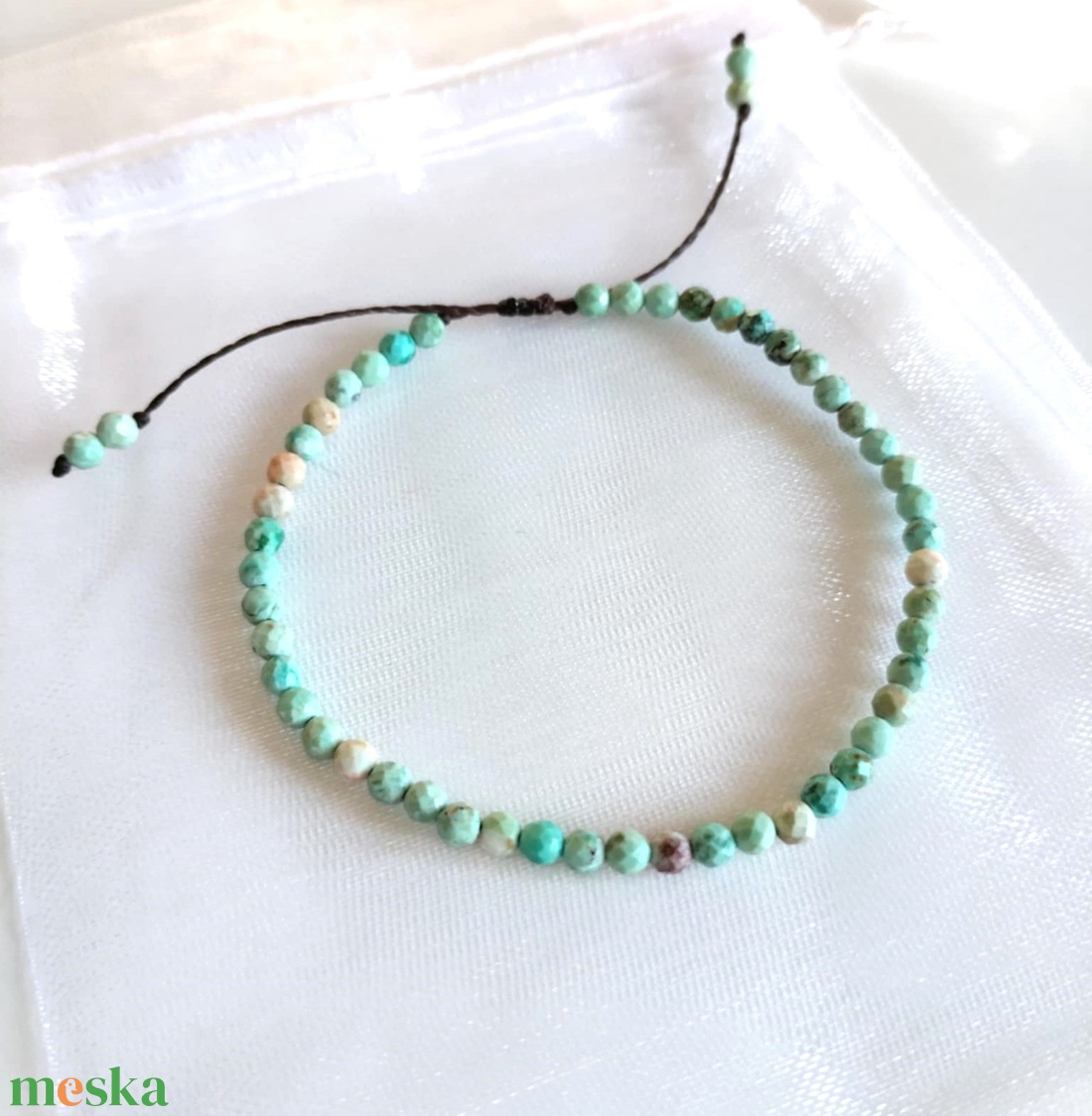 Fazettált perui türkiz ásványkarkötő  - ékszer - karkötő - ásványkarkötő - Meska.hu