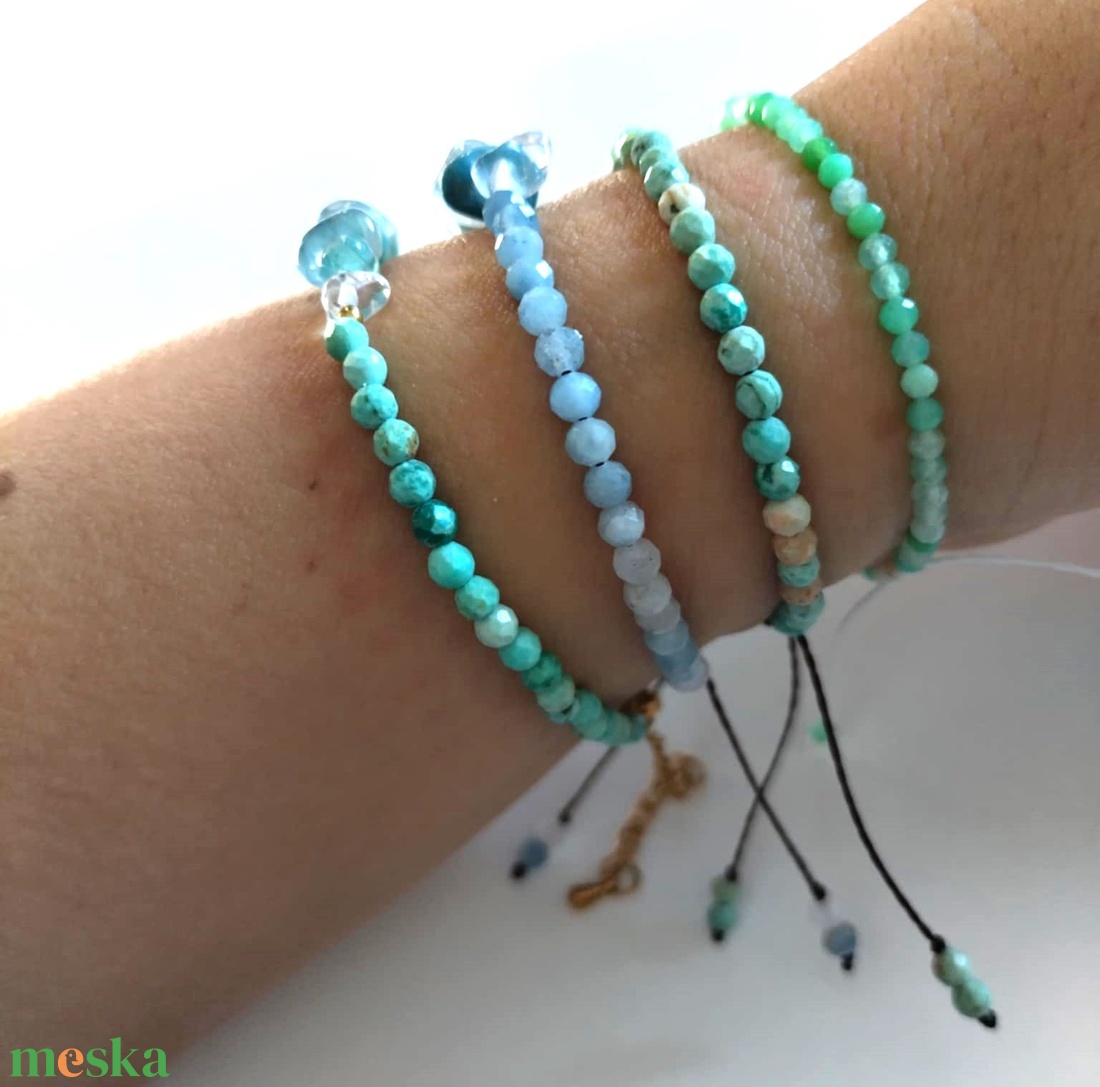 Fazettált krizopráz ásványkarkötő  - ékszer - karkötő - ásványkarkötő - Meska.hu