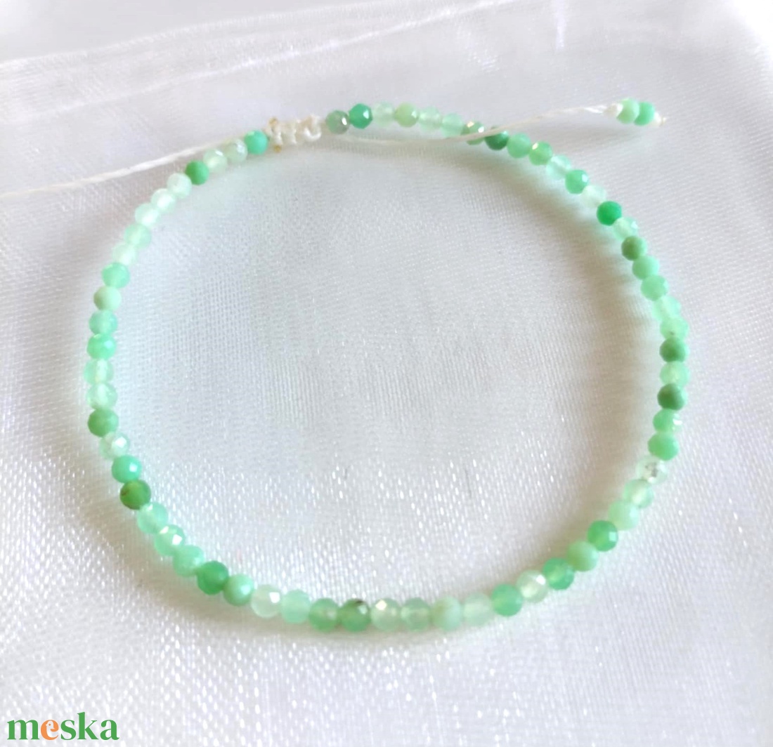 Fazettált krizopráz ásványkarkötő  - ékszer - karkötő - ásványkarkötő - Meska.hu