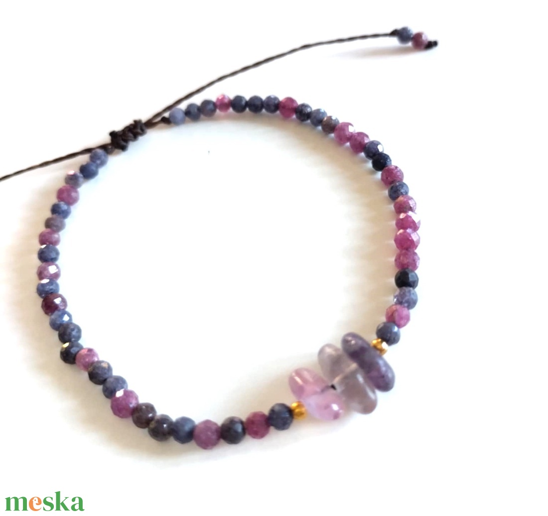 Rubin, zafír, fluorit ásványkarkötő  - ékszer - karkötő - ásványkarkötő - Meska.hu