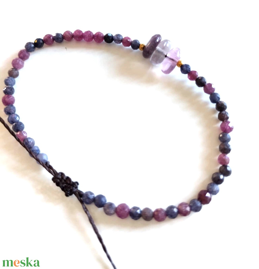 Rubin, zafír, fluorit ásványkarkötő  - ékszer - karkötő - ásványkarkötő - Meska.hu