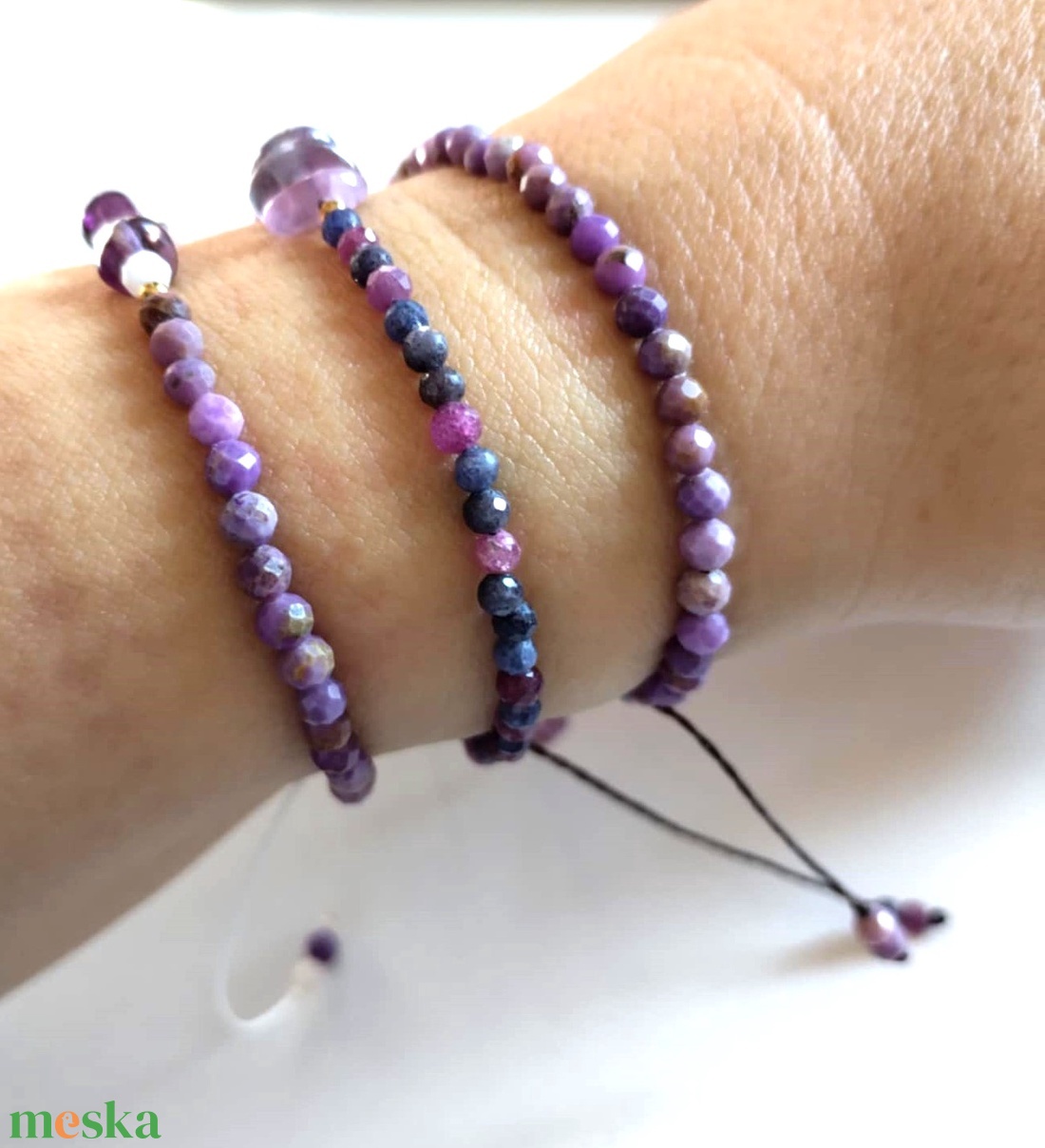 Rubin, zafír, fluorit ásványkarkötő  - ékszer - karkötő - ásványkarkötő - Meska.hu