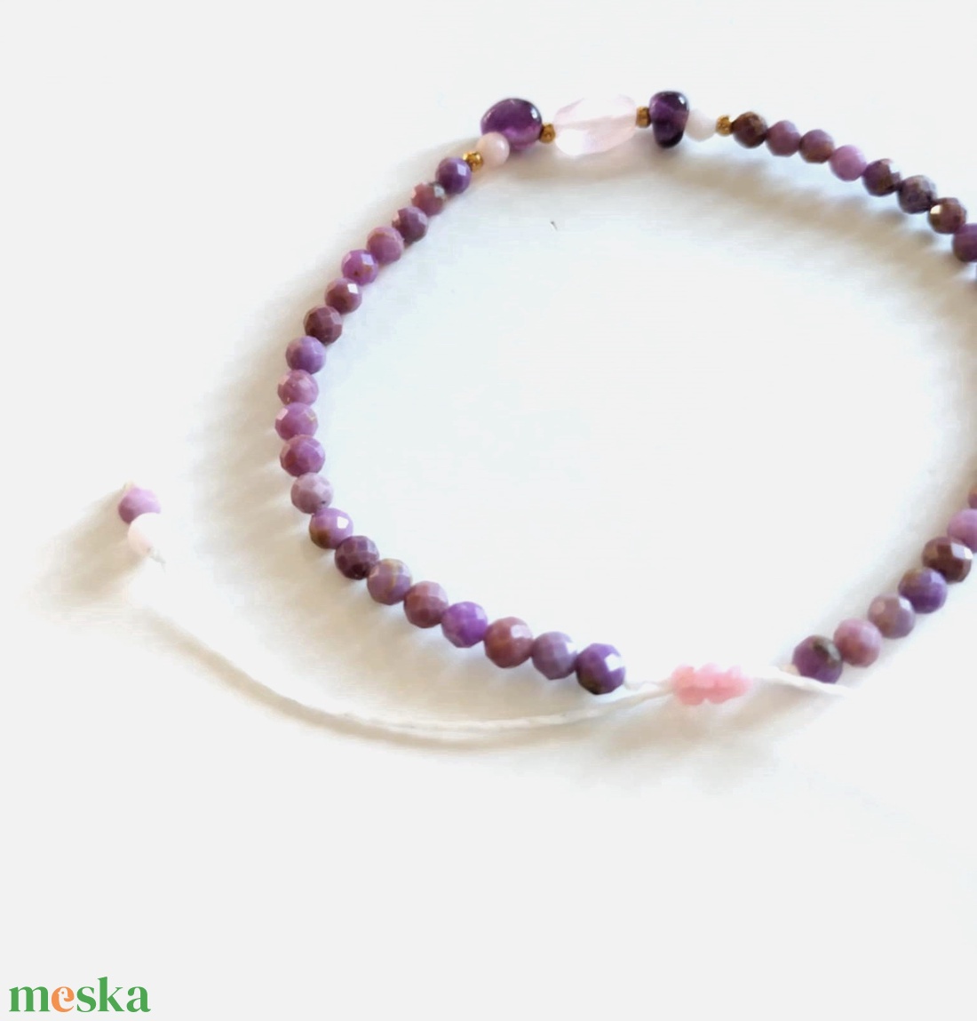 Foszfosziderit, fluorit, rózsakvarc ásványkarkötő  - ékszer - karkötő - ásványkarkötő - Meska.hu