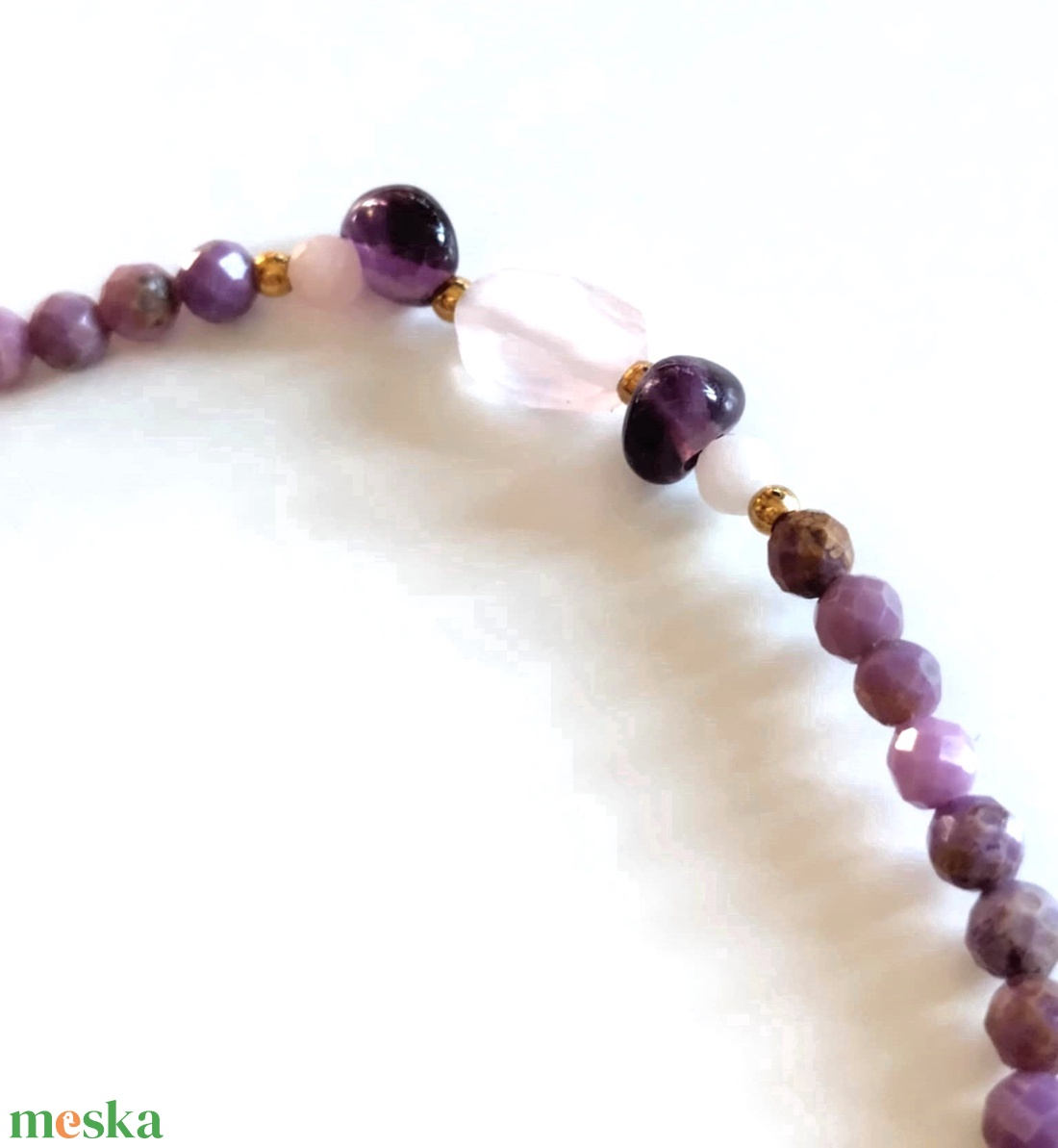 Foszfosziderit, fluorit, rózsakvarc ásványkarkötő  - ékszer - karkötő - ásványkarkötő - Meska.hu