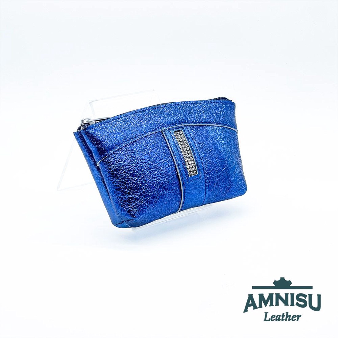 Metál királykék egy cipzáras egyenes swarovski köves kulcstartó E6018 -  - Meska.hu