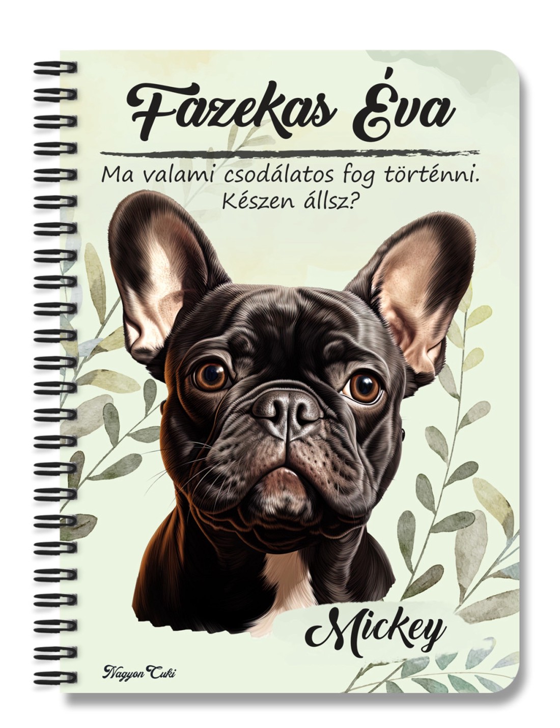 Személyre szabható - Fekete francia bulldog portré mintás A5-ös füzet - otthon & életmód - papír, írószer - jegyzetfüzet & napló - Meska.hu