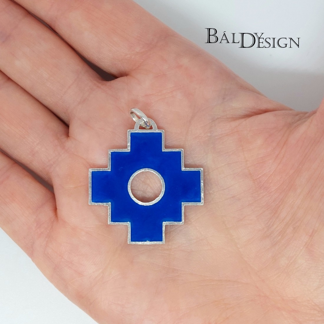 Chakana nagy medál kék zománccal - ékszer - nyaklánc - medál - Meska.hu