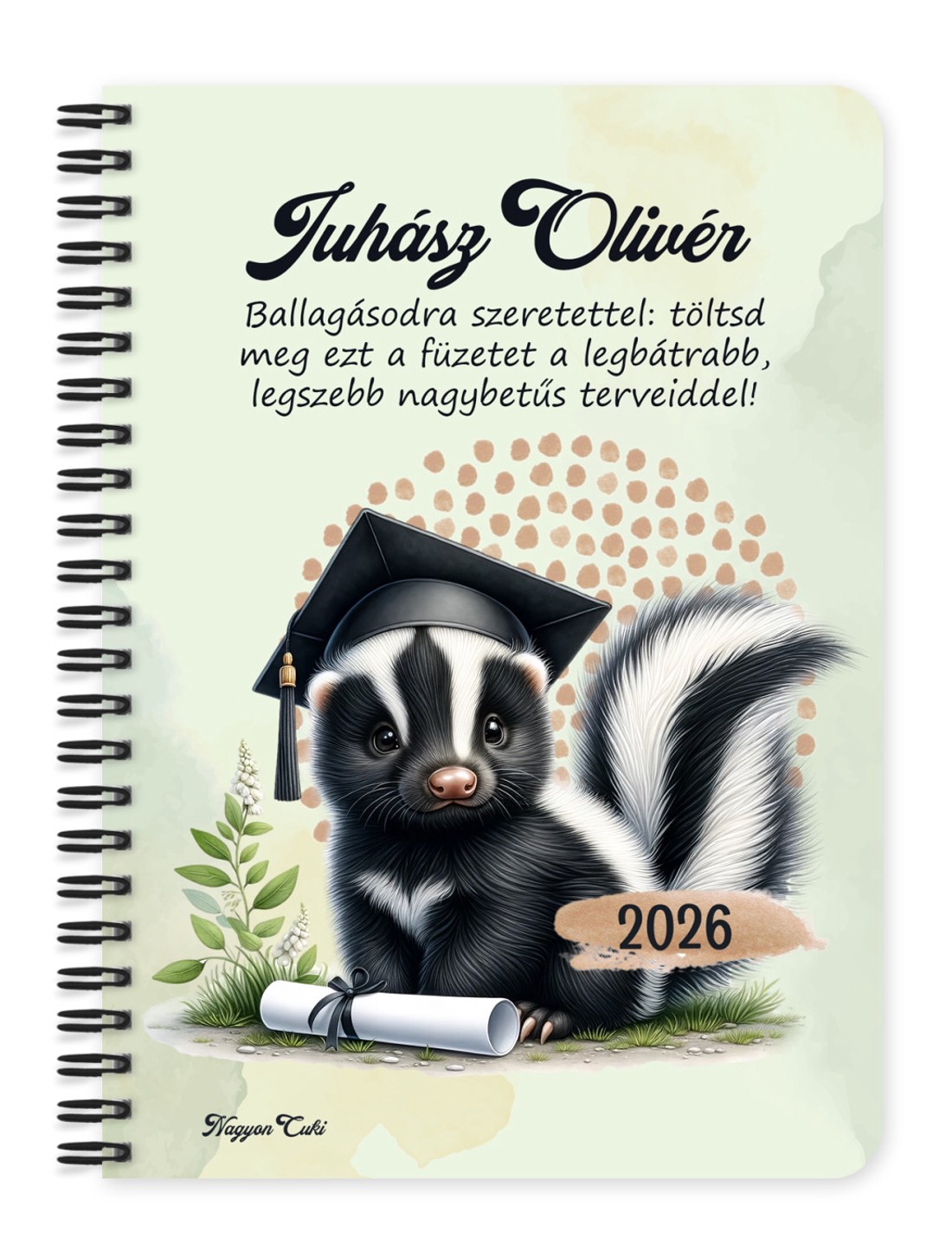 Személyre szabható - 2026 Ballagás - Borz mintás füzet - otthon & életmód - papír, írószer - jegyzetfüzet & napló - Meska.hu