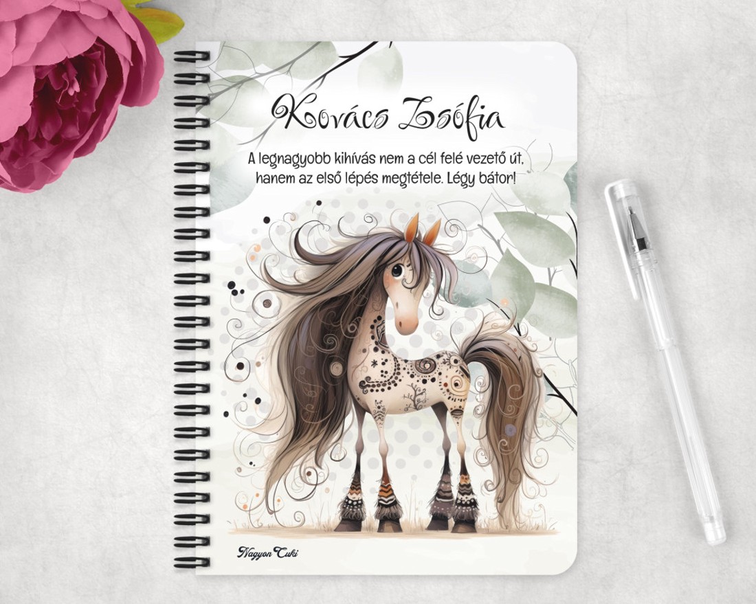 Személyre szabható - Szépséges furi lovas mintás A5-ös füzet - otthon & életmód - papír, írószer - jegyzetfüzet & napló - Meska.hu