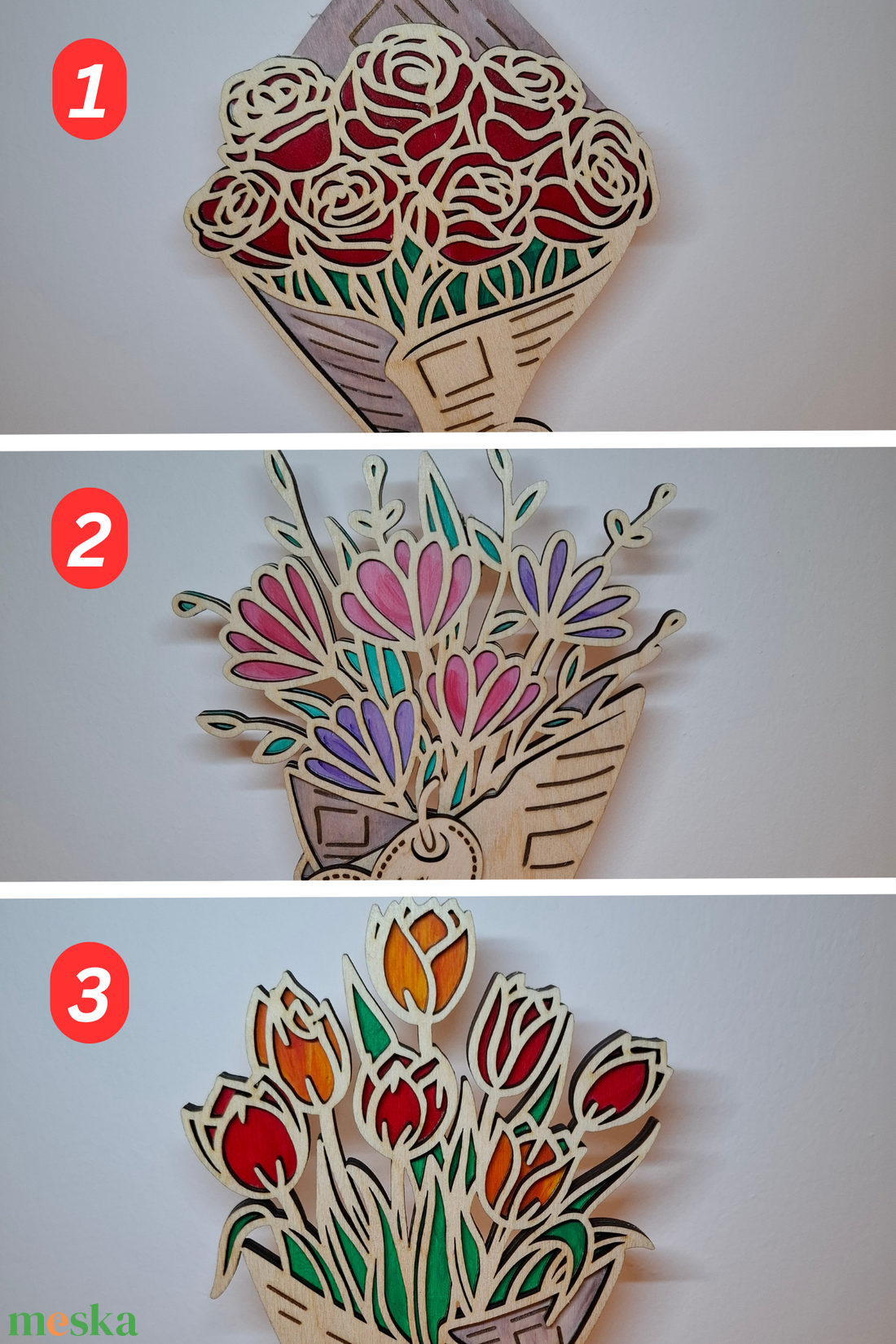 Lézervágott festett szál virág - otthon & életmód - virágdekoráció - virágdíszek - lézervágott virágdíszek - Meska.hu