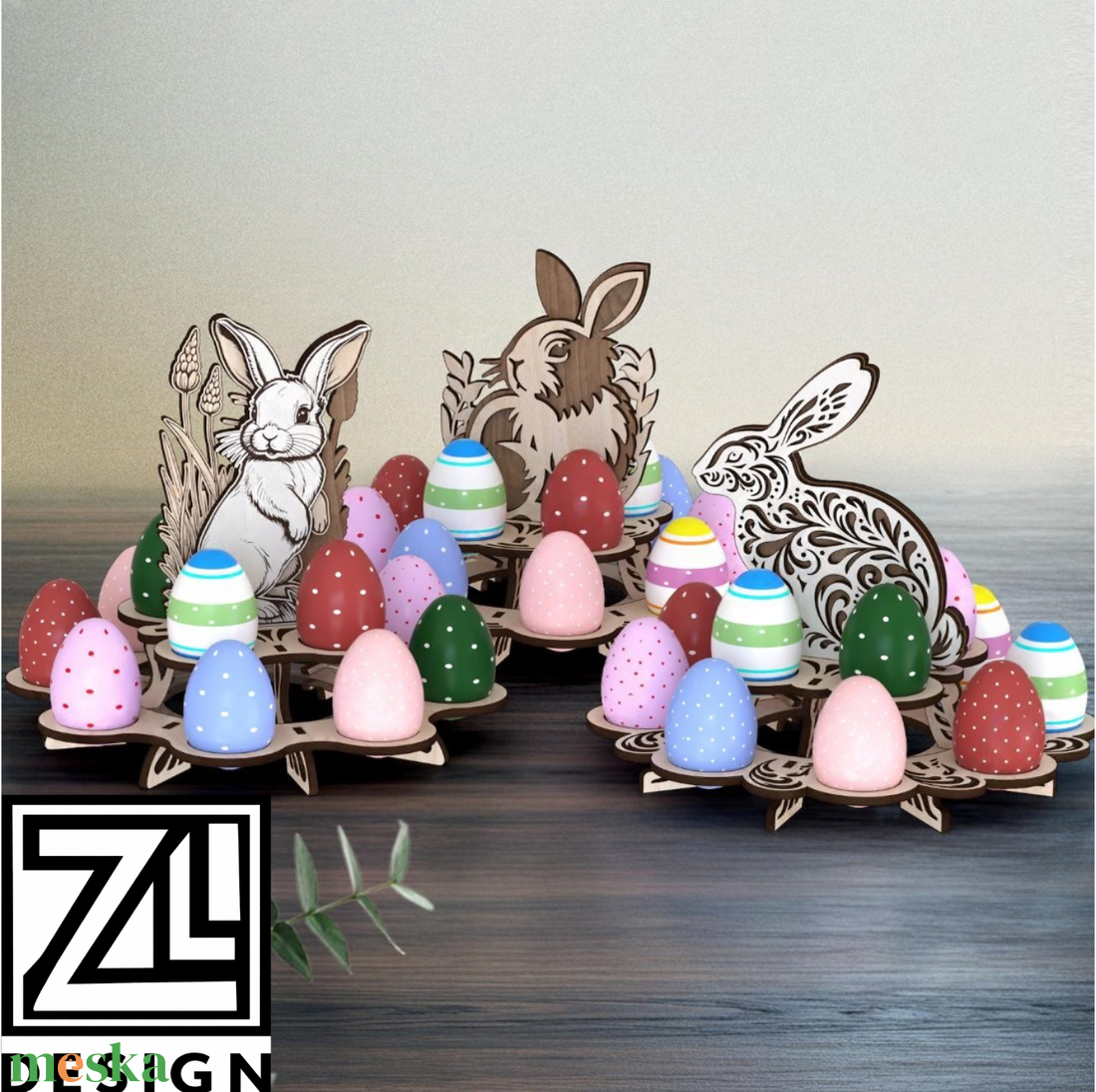Nyuszis tojás tartó - ünnepi díszek, dekorációk - húsvéti díszek és dekorációk - húsvéti tojástartó - Meska.hu