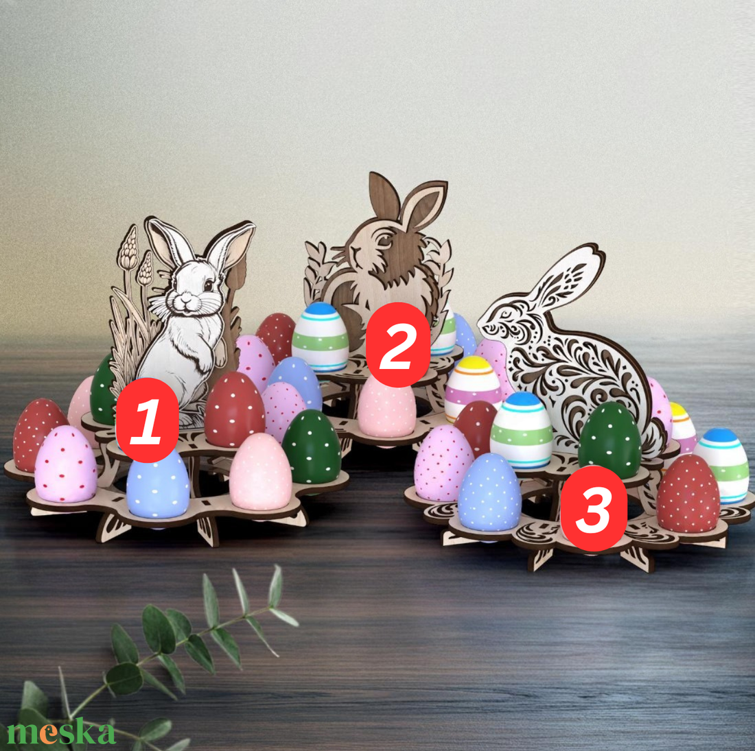 Nyuszis tojás tartó - ünnepi díszek, dekorációk - húsvéti díszek és dekorációk - húsvéti tojástartó - Meska.hu