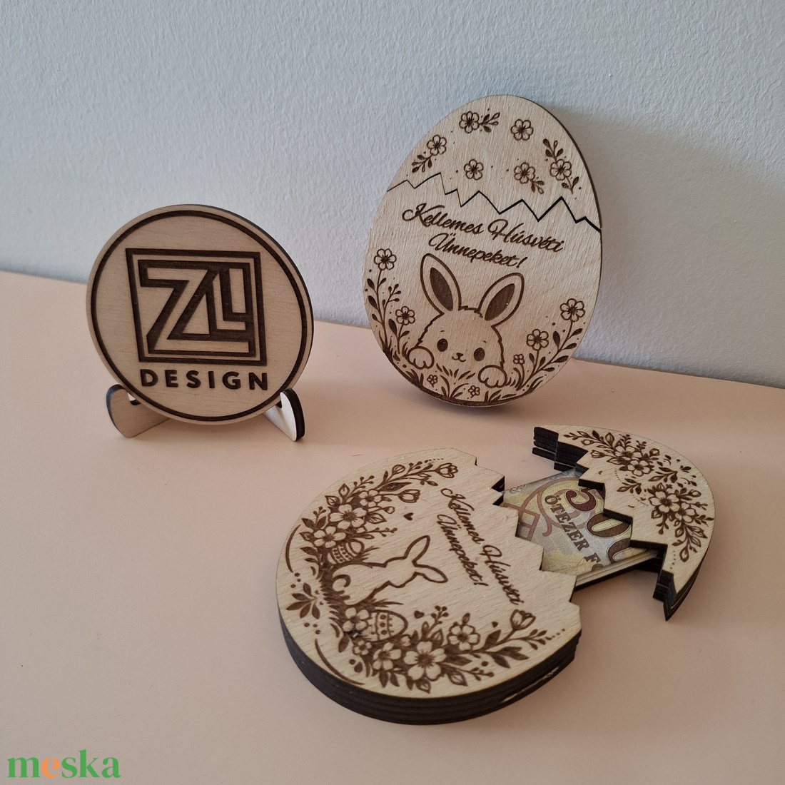 Nyuszis pénzátadó tojás - ünnepi díszek, dekorációk - húsvéti díszek és dekorációk - húsvéti pénzátadó - Meska.hu