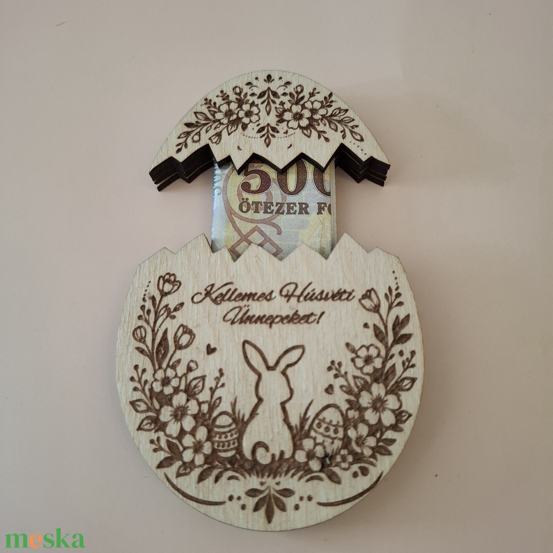 Nyuszis pénzátadó tojás - ünnepi díszek, dekorációk - húsvéti díszek és dekorációk - húsvéti pénzátadó - Meska.hu