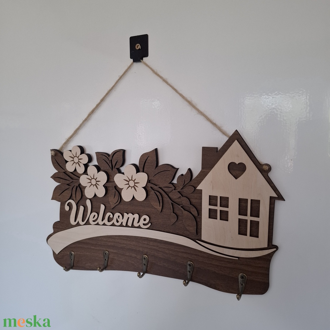 Welcome feliratú fa fali kulcstartó - otthon & életmód - dekoráció - fali és függő dekoráció - fali kulcstartó - Meska.hu