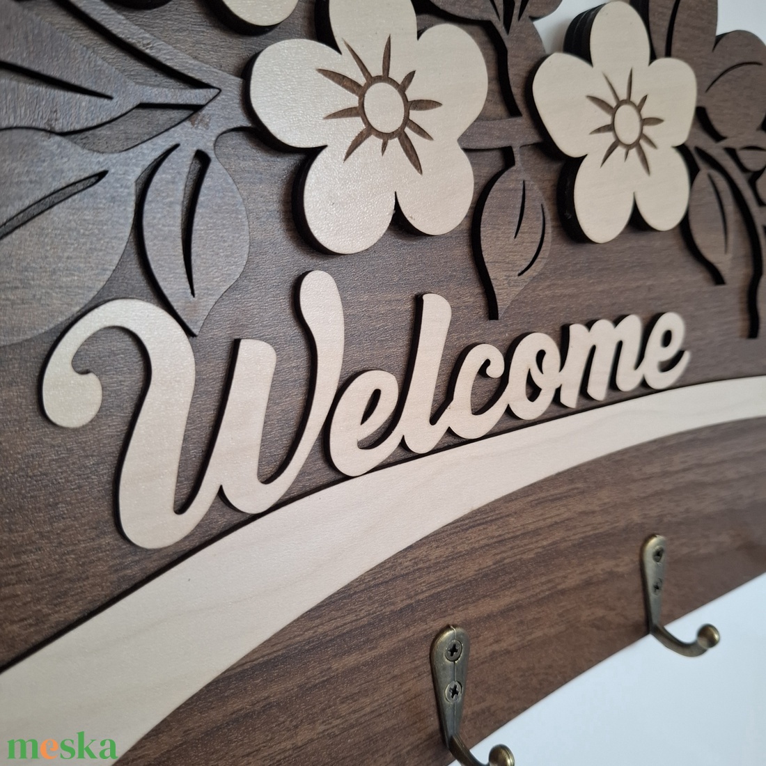 Welcome feliratú fa fali kulcstartó - otthon & életmód - dekoráció - fali és függő dekoráció - fali kulcstartó - Meska.hu