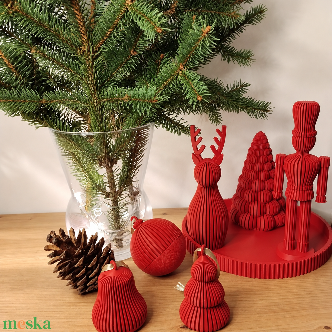 � Modern karácsonyi dekorációs szett � 3D nyomtatott díszek (7 db-os szett) - karácsony - karácsonyi lakásdekoráció - karácsonyi lakásdíszek - Meska.hu