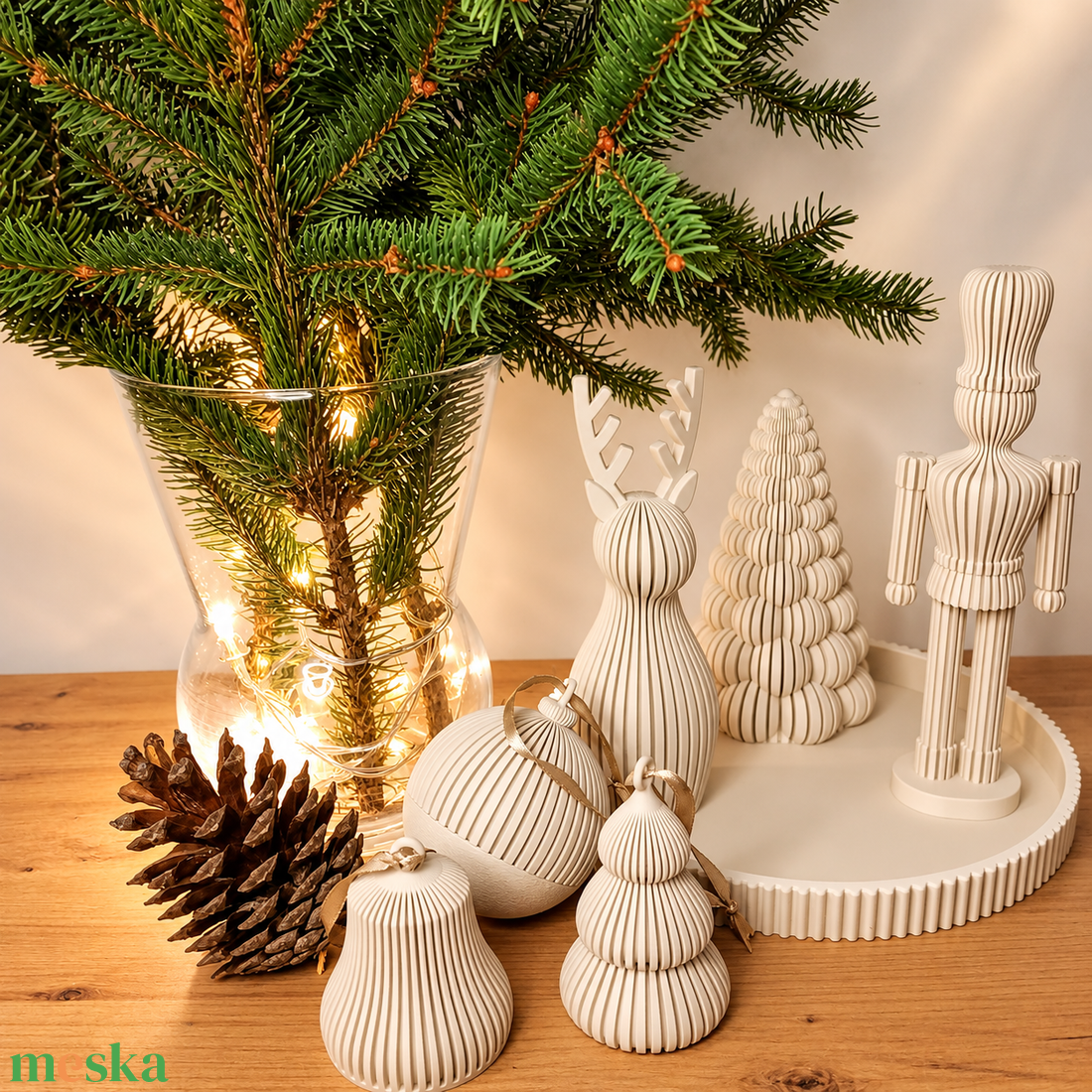 � Modern karácsonyi dekorációs szett � 3D nyomtatott díszek (7 db-os szett) - karácsony - karácsonyi lakásdekoráció - karácsonyi lakásdíszek - Meska.hu